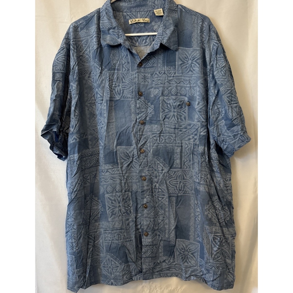 Batik Bay Shirt Blue Hawaiian Button Front Rayon Soft Lightweight Mens Size 3XLT